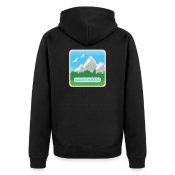 Berg Kamerunberg - Unisex Premium Bio Zip Hoodie - Schwarz - Hinten - Nico (187cm)
