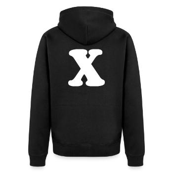 Großes X Stil-Print | Buchstabe X | X Logo - Unisex Premium Bio Zip Hoodie - Schwarz - Hinten - Nico (187cm)