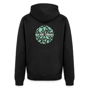 Vogelsilhouetten Vogelstimmen - Unisex Premium Bio Zip Hoodie - Schwarz - Hinten - Nico (187cm)