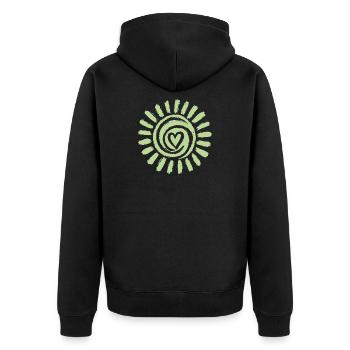 Vert Cœur Spirale Soleil - Veste à capuche bio Premium Unisexe - noir - Dos - Nico (187cm)