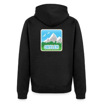 Ortler als Berg - Unisex Premium Bio Zip Hoodie - Schwarz - Hinten - Nico (187cm)