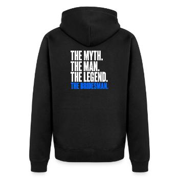 The Myth The Man The Legend The Bridesman - Unisex Premium Organic Zip Hoodie - black - Back - Nico (187cm)
