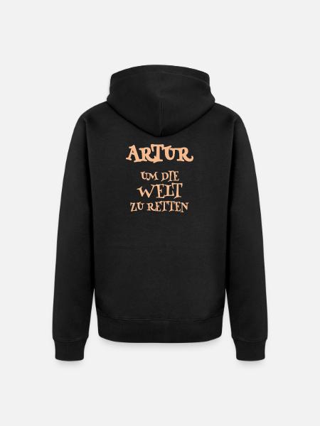 Retter Artur - Unisex Premium Bio Zip Hoodie - Schwarz