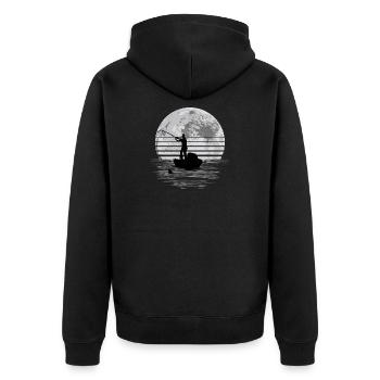 Moonlight Fishing Graphic - Unisex Premium Bio Zip Hoodie - Schwarz - Hinten - Nico (187cm)