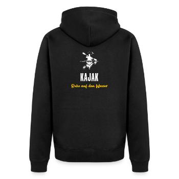Kajak Geschenk Paddler Ruhe auf dem Wasser - Unisex Premium Bio Zip Hoodie - Schwarz - Hinten - Nico (187cm)