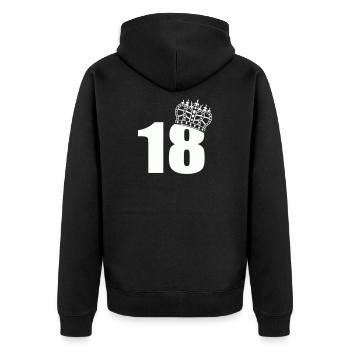 Königliches 18. Geburtstag - Unisex Premium Bio Zip Hoodie - Schwarz - Hinten - Nico (187cm)