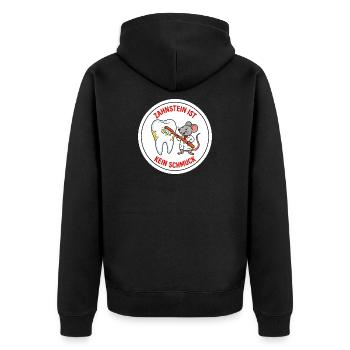 Tierzahnheilkunde Maus Zahnstein Spruch Shirt - Unisex Premium Bio Zip Hoodie - Schwarz - Hinten - Nico (187cm)