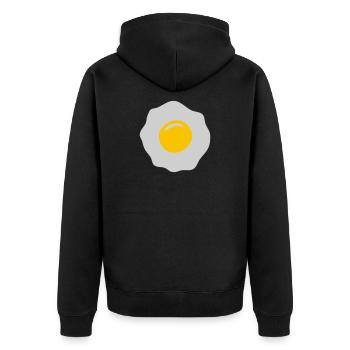 egg ei spiegelei - Unisex Premium Bio Zip Hoodie - Schwarz - Hinten - Nico (187cm)