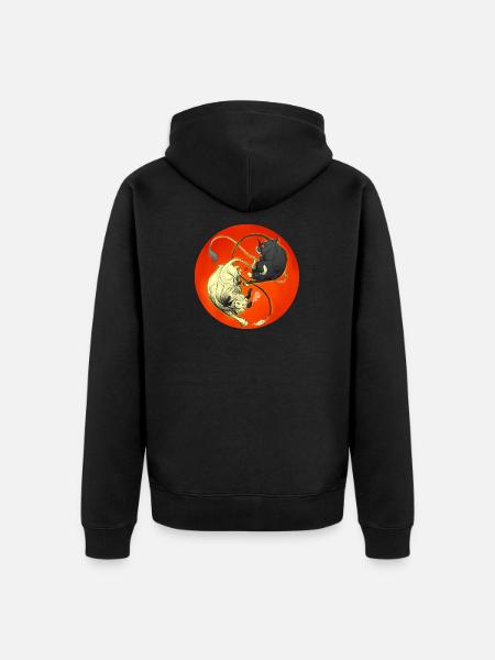Stierduell im Feuerrad - Unisex Premium Bio Zip Hoodie - Schwarz
