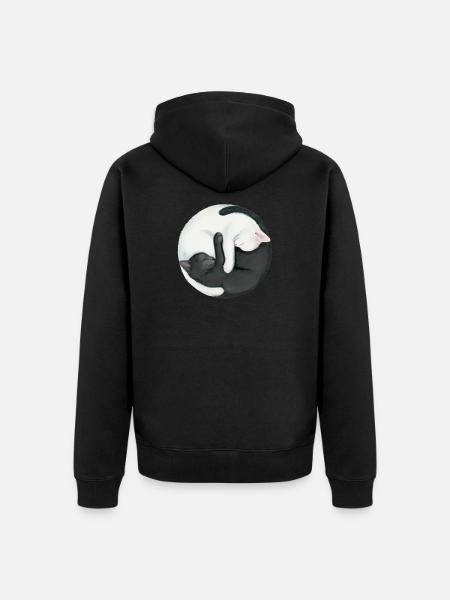 Yin Yang Balancing Cats - Unisex Premium Organic Zip Hoodie - black