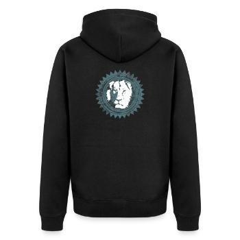 Löwenkopf Reggae Design - Unisex Premium Bio Zip Hoodie - Schwarz - Hinten - Nico (187cm)