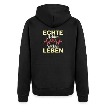 Real heroes save lives - paramedics and emergency doctor - Unisex Premium Organic Zip Hoodie - black - Back - Nico (187cm)