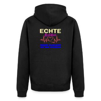 real heroes have blue light on the roof - Unisex Premium Organic Zip Hoodie - black - Back - Nico (187cm)