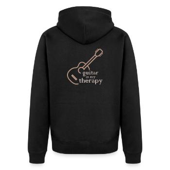 Gitarre Therapie lustig Sprüche Symbol Klassik - Unisex Premium Bio Zip Hoodie - Schwarz - Hinten - Nico (187cm)