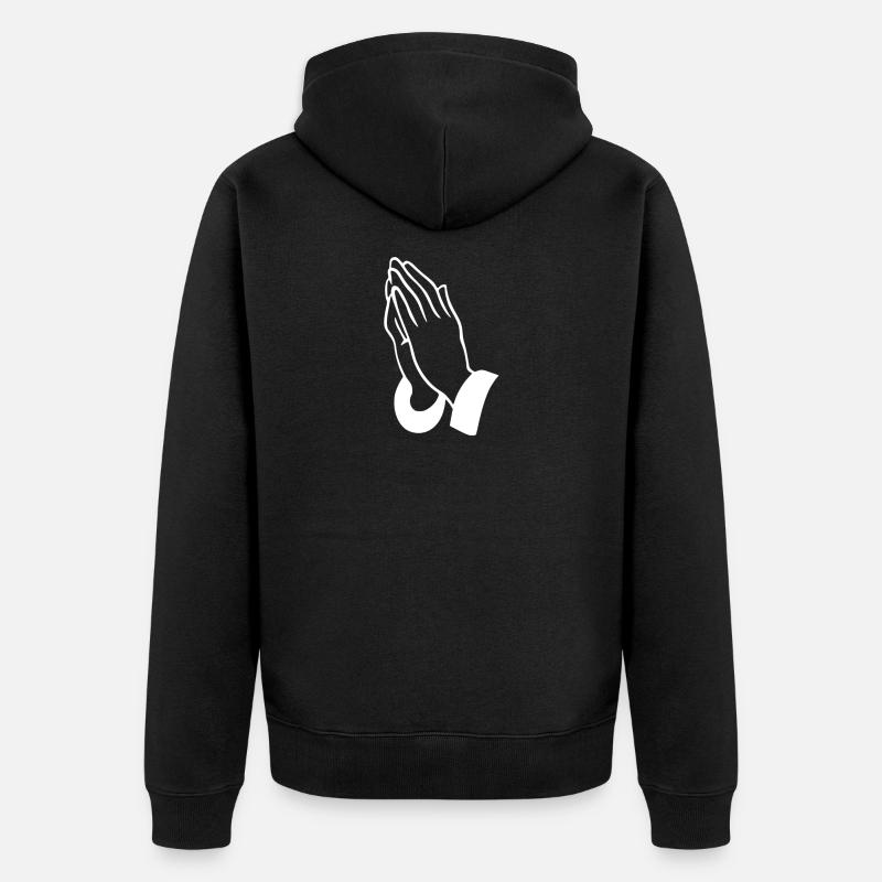 Art lineal des mains de prière - Veste à capuche bio Premium Unisexe - noir
