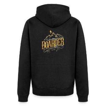 Snowboard / Snowboarden / Snowboarder - Unisex Premium Bio Zip Hoodie - Schwarz - Hinten - Nico (187cm)