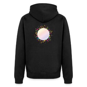 shimmering confetti frame for your own texts - Unisex Premium Organic Zip Hoodie - black - Back - Nico (187cm)