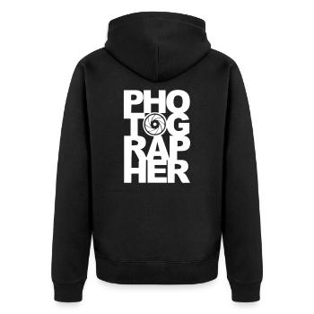 Photographer - Unisex Premium Bio Zip Hoodie - Schwarz - Hinten - Nico (187cm)