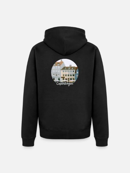 Kopenhagen Hafenflair Stadthäuser - Unisex Premium Bio Zip Hoodie - Schwarz