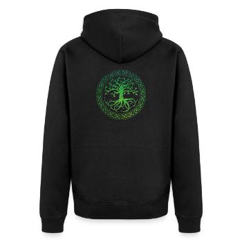 Celtic Tree of Life - Unisex Premium Organic Zip Hoodie - black - Back - Nico (187cm)