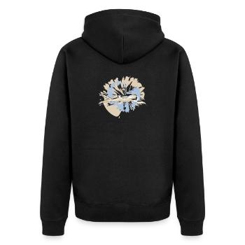 RIKELS Design Schwimmerin 2026 - Unisex Premium Bio Zip Hoodie - Schwarz - Hinten - Nico (187cm)
