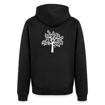 Schritt - Unisex Premium Bio Zip Hoodie - Schwarz - Hinten - Nico (187cm)