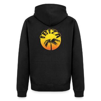IBIZA revendique rond avec palmier - Veste à capuche bio Premium Unisexe - noir - Dos - Nico (187cm)