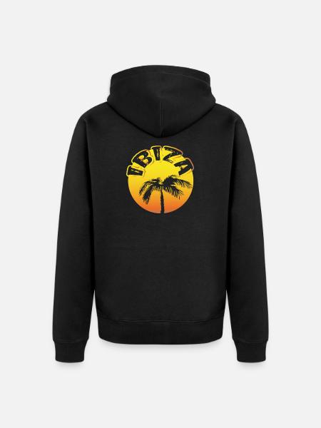 IBIZA claim round con palma - Felpa con cappuccio ecologica premium unisex - nero