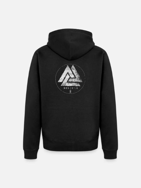 Valknut icon - Unisex Premium Organic Zip Hoodie - black