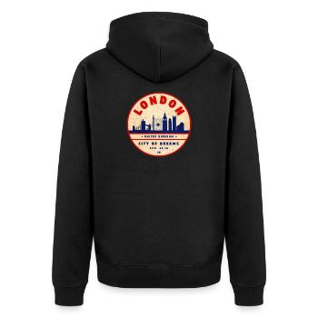 Skyline de Londres, ville de rêves - Veste à capuche bio Premium Unisexe - noir - Dos - Nico (187cm)