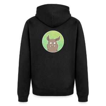 Wildschwein - Unisex Premium Bio Zip Hoodie - Schwarz - Hinten - Nico (187cm)