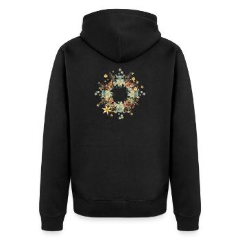 weihnachtlicher Rahmen aus Grünzeug und Süßem - Unisex Premium Bio Zip Hoodie - Schwarz - Hinten - Nico (187cm)