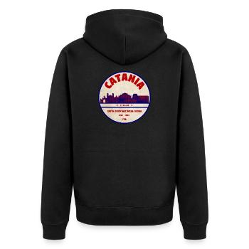 Catania Skyline Vintage Badge - Unisex Premium Bio Zip Hoodie - Schwarz - Hinten - Nico (187cm)