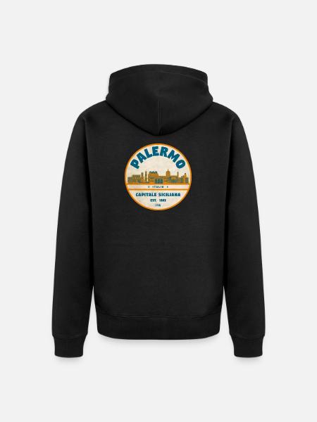 Palermo Retro Stadtlogo rund - Unisex Premium Bio Zip Hoodie - Schwarz