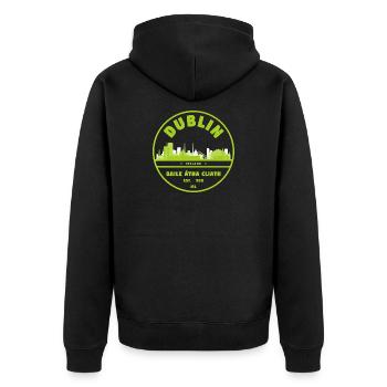 Dublin Skyline Stamp - Unisex Premium Organic Zip Hoodie - black - Back - Nico (187cm)