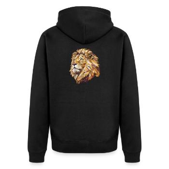 Stilisierter Löwe, geometrisch - Unisex Premium Bio Zip Hoodie - Schwarz - Hinten - Nico (187cm)