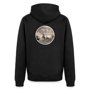 Couple de canards dans l’étang aux canards en sépia nostalgique - Veste à capuche bio Premium Unisexe - noir - Dos - Nico (187cm)