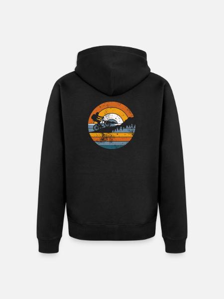 Retro Ridge Bicycle Sunset - Unisex Premium Organic Zip Hoodie - black