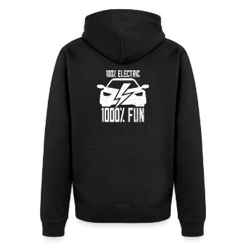 100% électrique 1000% Fun - pour les fans de voitures électriques - Veste à capuche bio Premium Unisexe - noir - Dos - Nico (187cm)