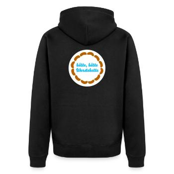 Wurstkette Würstchen cooler Spruch Humor Fleischer - Unisex Premium Bio Zip Hoodie - Schwarz - Hinten - Nico (187cm)