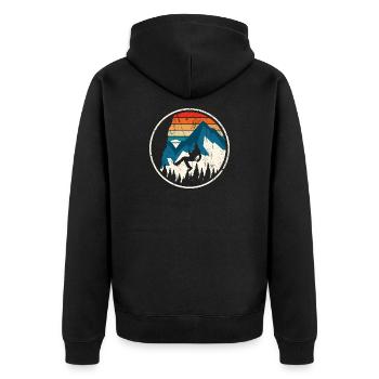 Alpine Ascent in Sunset Stripes - Unisex Premium Organic Zip Hoodie - black - Back - Nico (187cm)