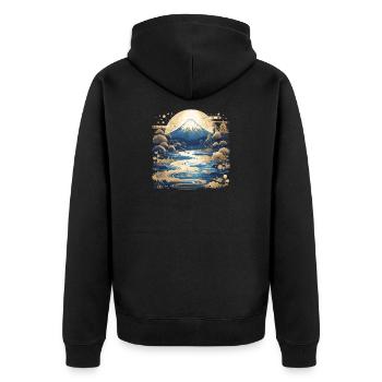 Mount Fuji - Unisex Premium Organic Zip Hoodie - black - Back - Nico (187cm)