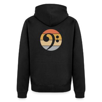 retro Gitarre Bass Bassschlüssel vintage Gitarrist - Unisex Premium Bio Zip Hoodie - Schwarz - Hinten - Nico (187cm)