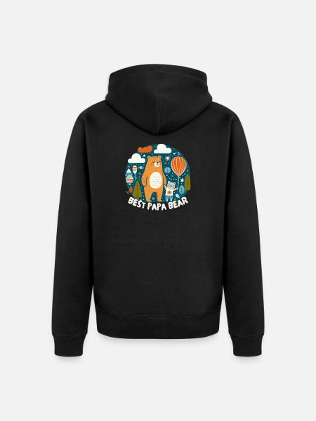 Fête des pères. Meilleur Papa Bear - Veste à capuche bio Premium Unisexe - noir