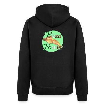 Pizza Power Super Powers Energy Slice UK - Unisex Premium Organic Zip Hoodie - black - Back - Nico (187cm)
