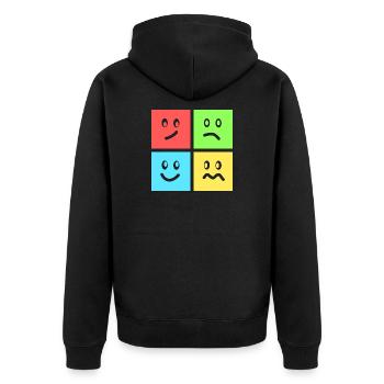 Jeux de couleurs géométriques amusants - Veste à capuche bio Premium Unisexe - noir - Dos - Nico (187cm)
