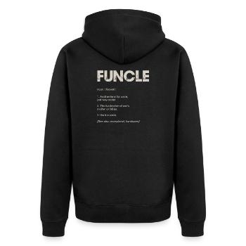 Funcle Typography Tee Design - Unisex Premium Organic Zip Hoodie - black - Back - Nico (187cm)