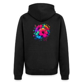 Fleurs d’hibiscus - Veste à capuche bio Premium Unisexe - noir - Dos - Nico (187cm)