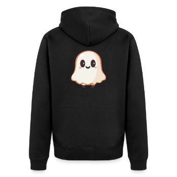 Niedlicher Geist - Unisex Premium Bio Zip Hoodie - Schwarz - Hinten - Nico (187cm)
