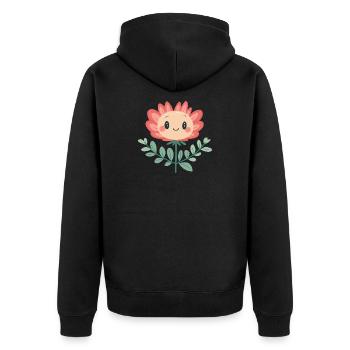Fröhliche Blume - Unisex Premium Bio Zip Hoodie - Schwarz - Hinten - Nico (187cm)